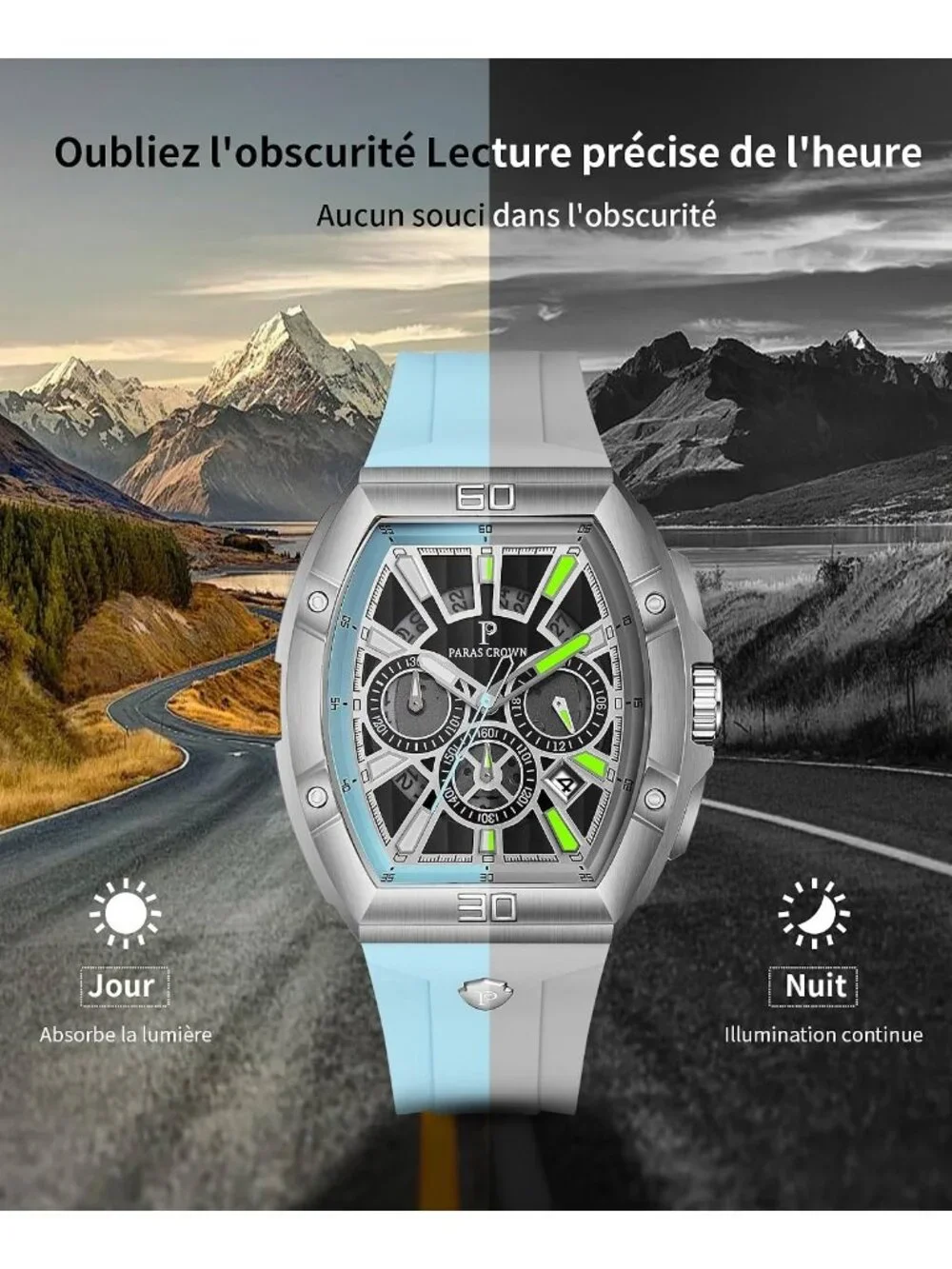 Men's Blue Vintage 5ATM Waterproof Quartz Luxury Chronograph Analog Wrist Watch